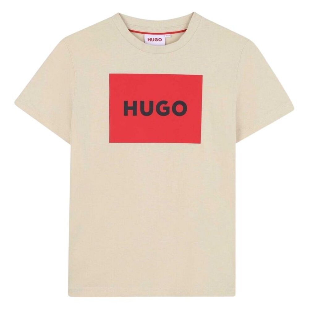 Hugo Childrens/Kids Box Logo Cotton T-Shirt / Stone